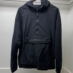 Jordan Black Hooded Pullover Windbreaker with Front Logo Pocket